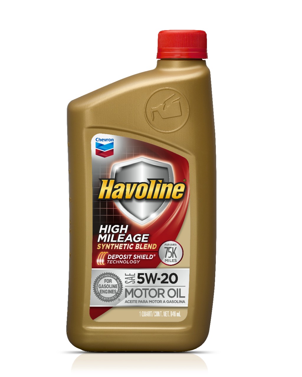 Chevron Havoline High Mileage Motor Oil SAE 5W-20   -  | Container: 1 Qt Bottle | Shipped as: Case of 6 X 1 Qt Bottles - Automotive Engine Oils